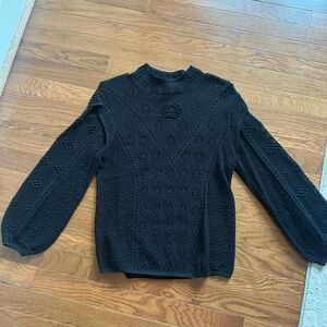 White House Black Market Black Textured Sweater